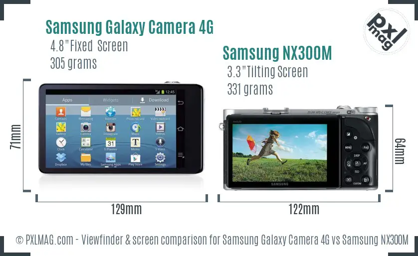 Samsung Galaxy Camera 4G vs Samsung NX300M Screen and Viewfinder comparison