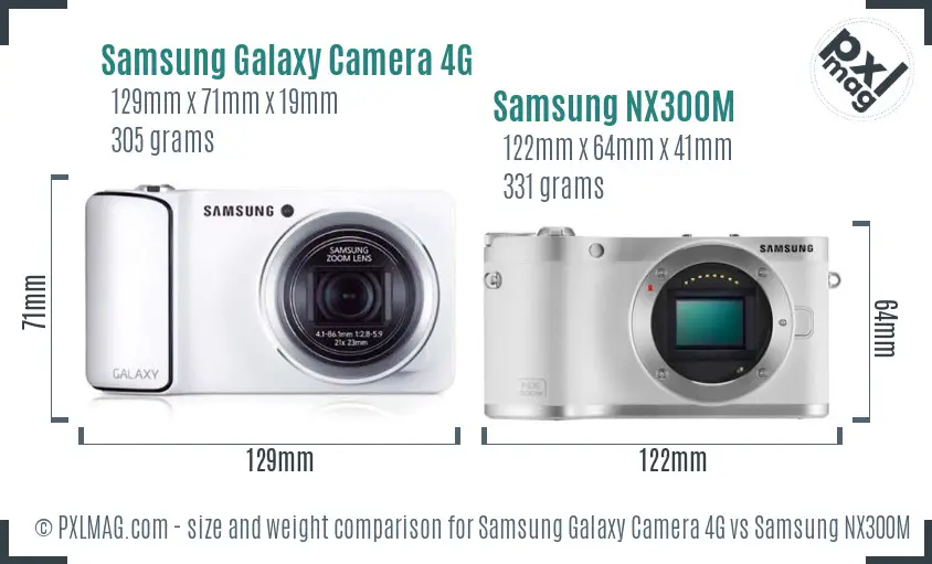 Samsung Galaxy Camera 4G vs Samsung NX300M size comparison