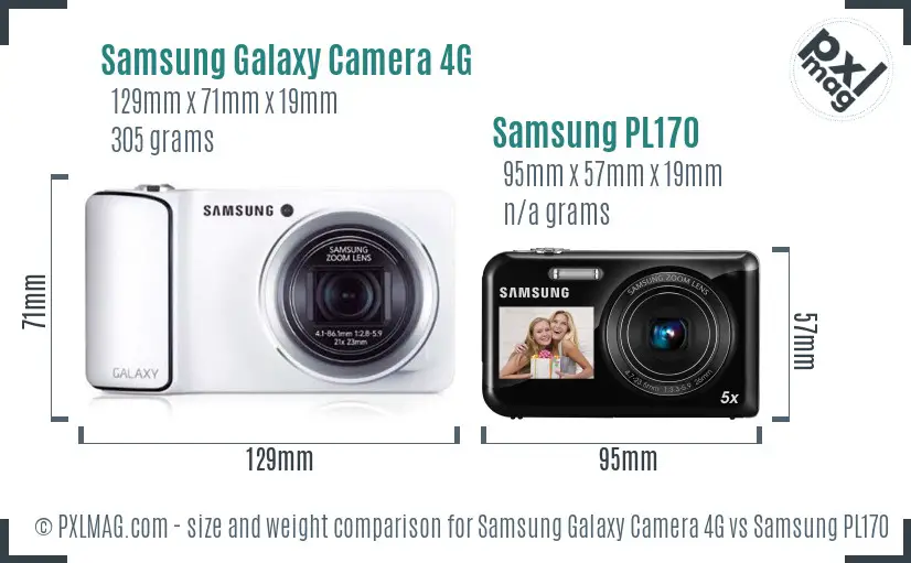 Samsung Galaxy Camera 4G vs Samsung PL170 size comparison