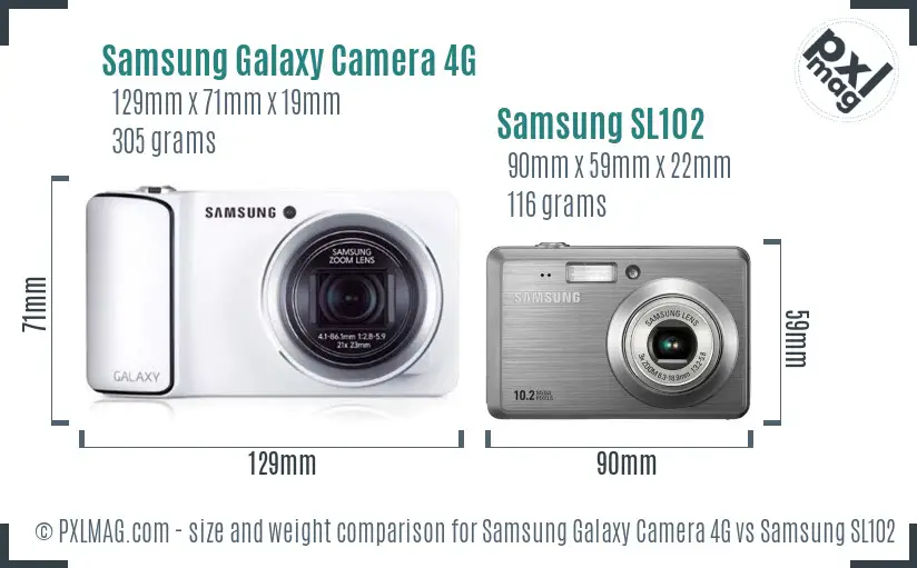 Samsung Galaxy Camera 4G vs Samsung SL102 size comparison