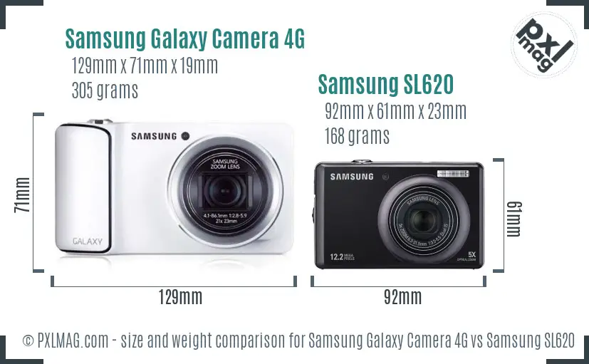Samsung Galaxy Camera 4G vs Samsung SL620 size comparison