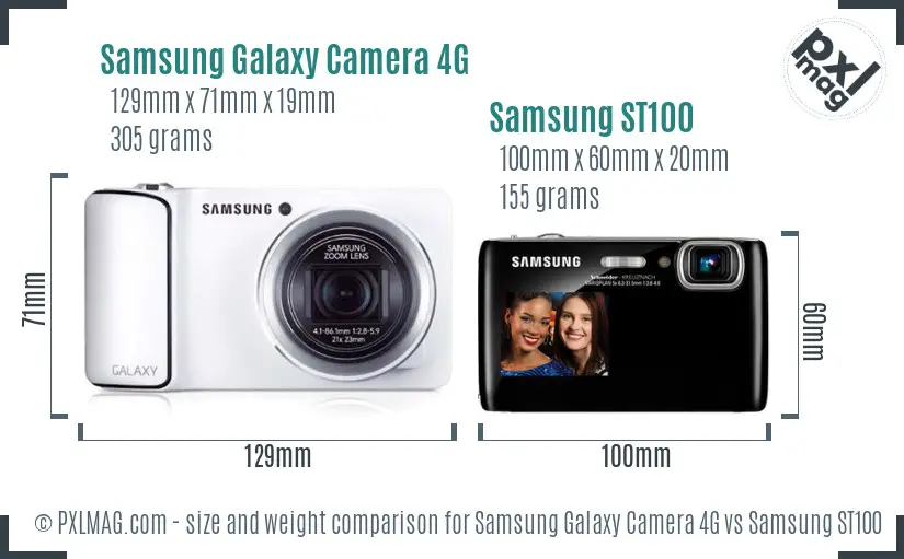 Samsung Galaxy Camera 4G vs Samsung ST100 size comparison