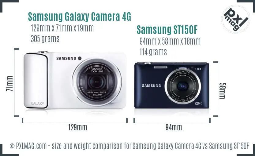Samsung Galaxy Camera 4G vs Samsung ST150F size comparison