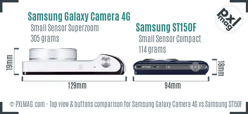 Samsung Galaxy Camera 4G vs Samsung ST150F top view buttons comparison