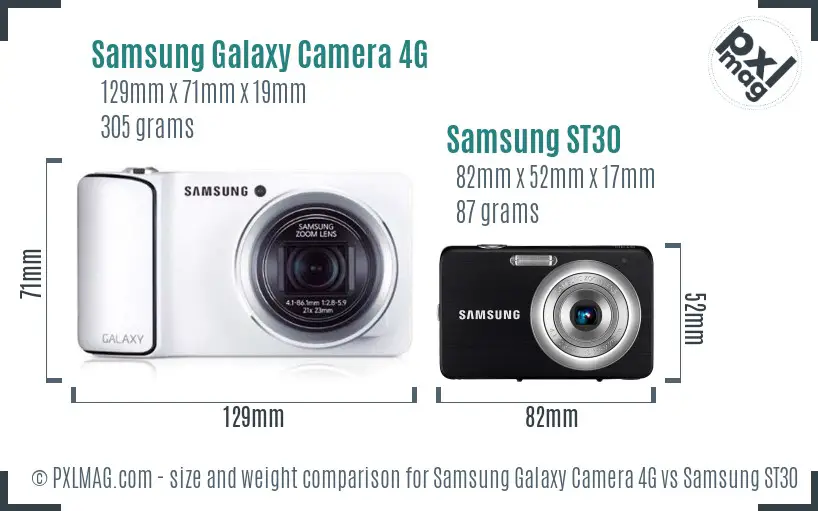 Samsung Galaxy Camera 4G vs Samsung ST30 size comparison