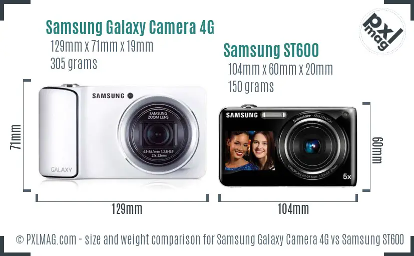 Samsung Galaxy Camera 4G vs Samsung ST600 size comparison