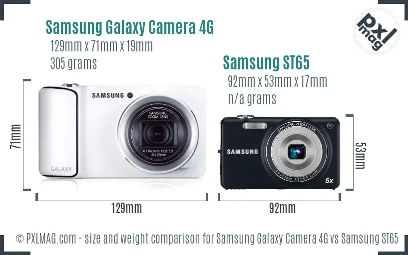 Samsung Galaxy Camera 4G vs Samsung ST65 size comparison