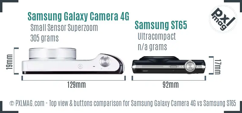 Samsung Galaxy Camera 4G vs Samsung ST65 top view buttons comparison