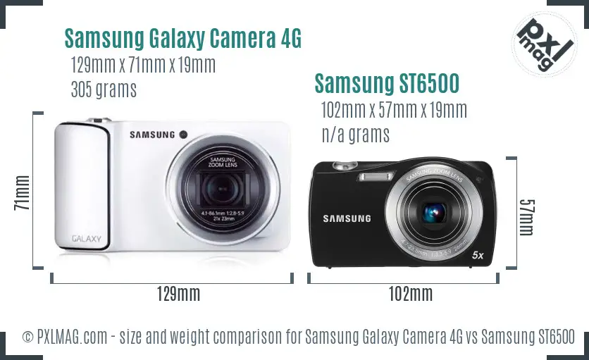 Samsung Galaxy Camera 4G vs Samsung ST6500 size comparison