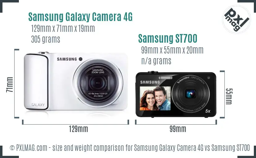 Samsung Galaxy Camera 4G vs Samsung ST700 size comparison Samsung Galaxy Camera 4G vs Samsung ST700 size comparison