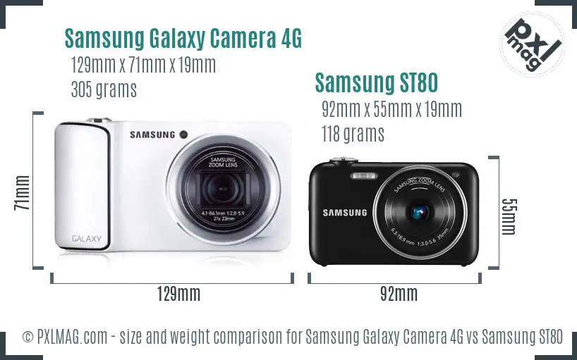 Samsung Galaxy Camera 4G vs Samsung ST80 size comparison