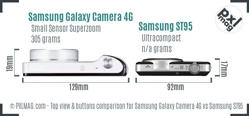 Samsung Galaxy Camera 4G vs Samsung ST95 top view buttons comparison Samsung Galaxy Camera 4G vs Samsung ST95 top view buttons comparison