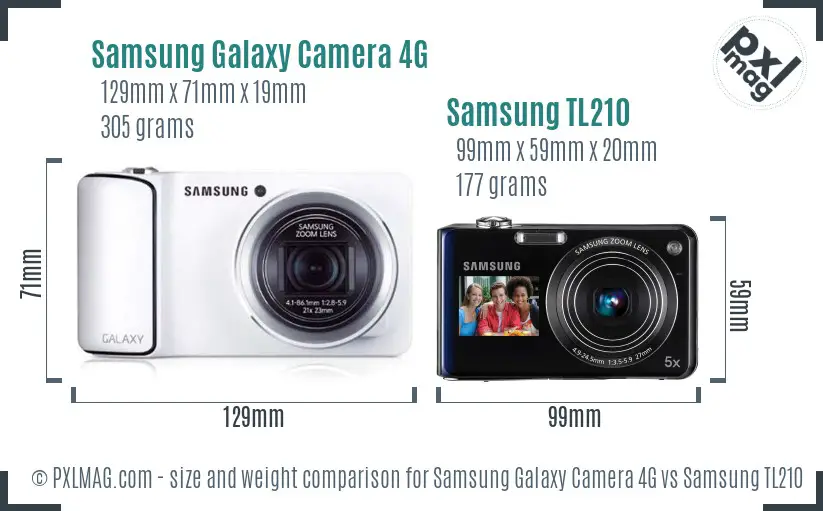 Samsung Galaxy Camera 4G vs Samsung TL210 size comparison