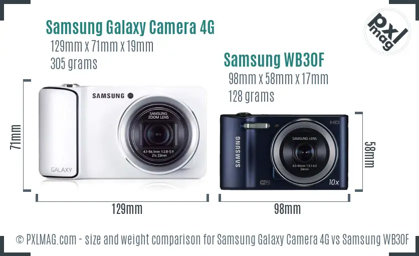 Samsung Galaxy Camera 4G vs Samsung WB30F size comparison
