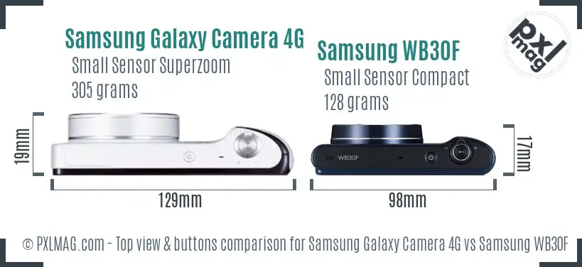 Samsung Galaxy Camera 4G vs Samsung WB30F top view buttons comparison