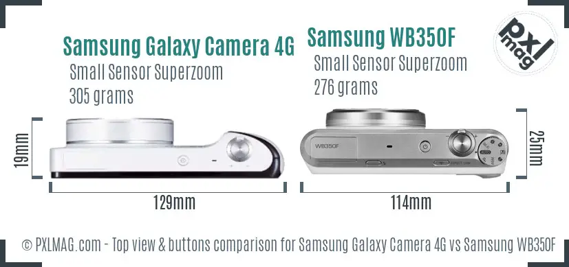 Samsung Galaxy Camera 4G vs Samsung WB350F top view buttons comparison
