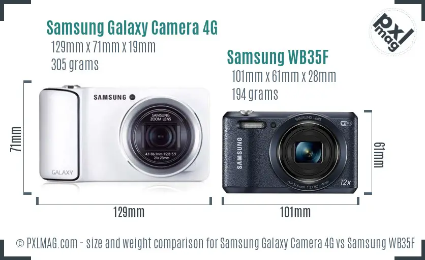 Samsung Galaxy Camera 4G vs Samsung WB35F size comparison