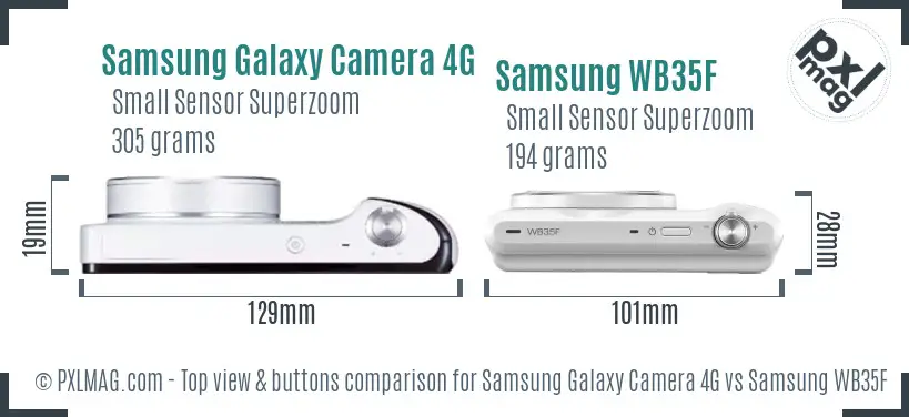 Samsung Galaxy Camera 4G vs Samsung WB35F top view buttons comparison
