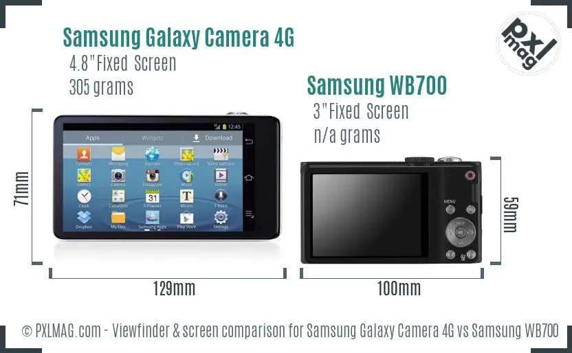 Samsung Galaxy Camera 4G vs Samsung WB700 Screen and Viewfinder comparison