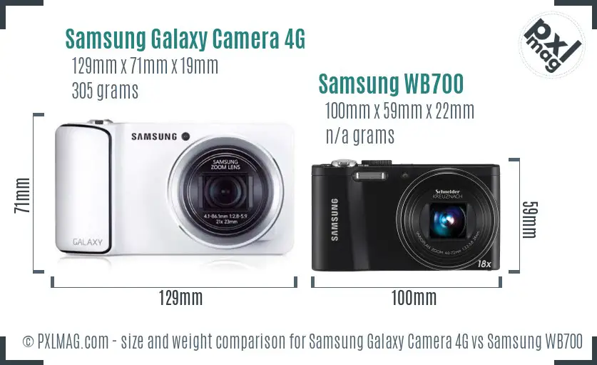 Samsung Galaxy Camera 4G vs Samsung WB700 size comparison