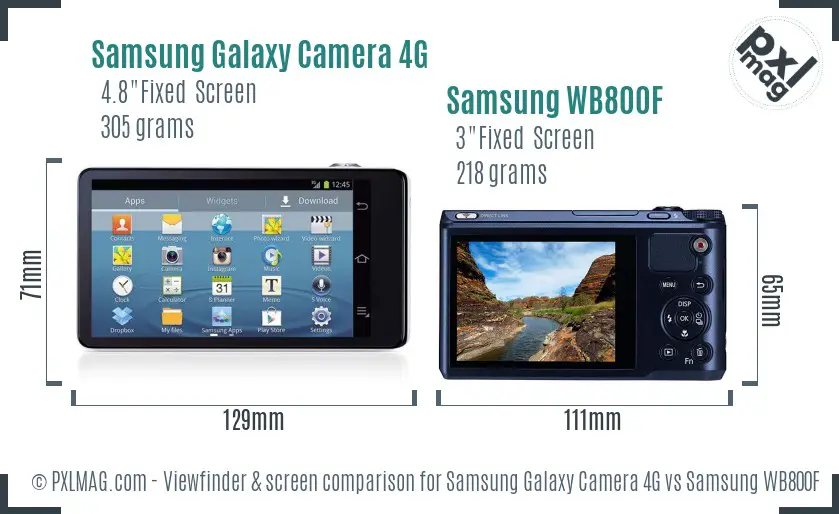 Samsung Galaxy Camera 4G vs Samsung WB800F Screen and Viewfinder comparison