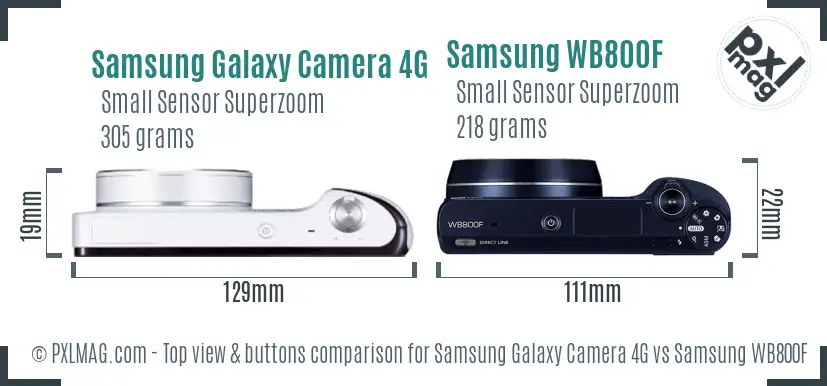 Samsung Galaxy Camera 4G vs Samsung WB800F top view buttons comparison