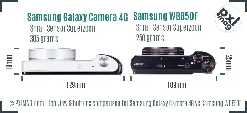 Samsung Galaxy Camera 4G vs Samsung WB850F top view buttons comparison
