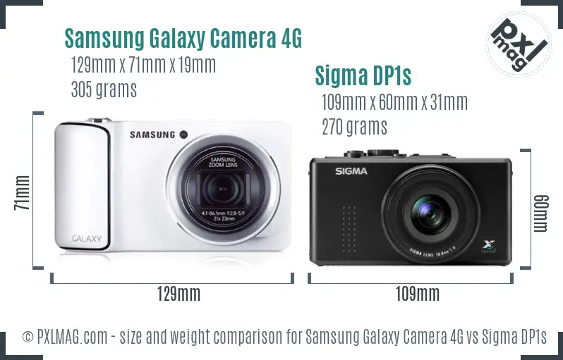 Samsung Galaxy Camera 4G vs Sigma DP1s size comparison