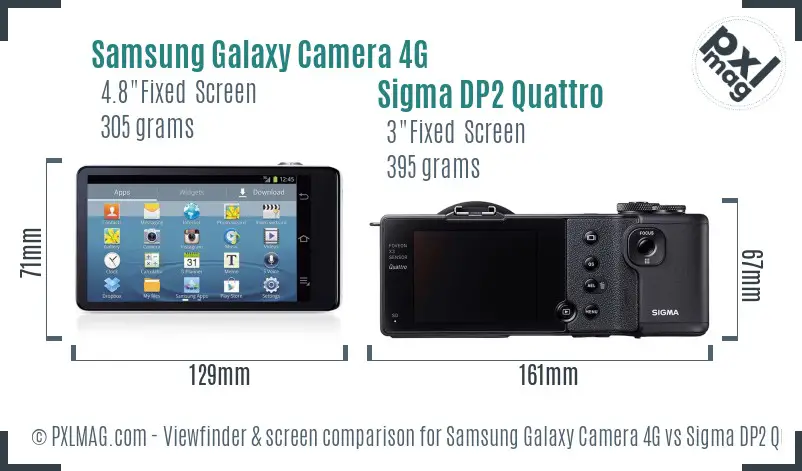 Samsung Galaxy Camera 4G vs Sigma DP2 Quattro Screen and Viewfinder comparison