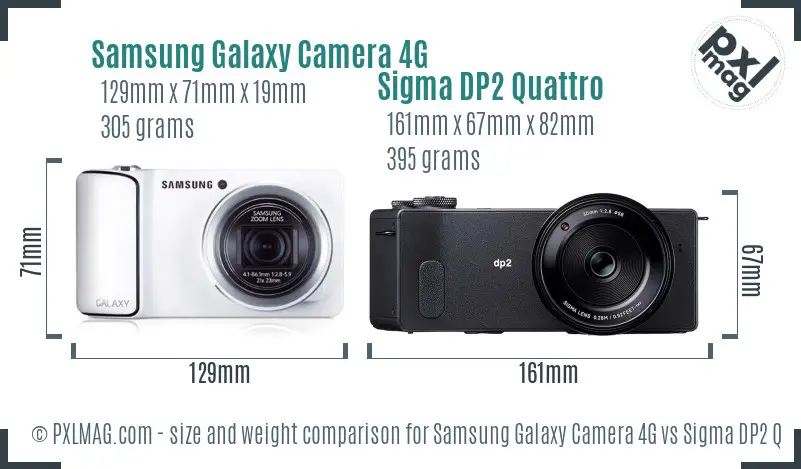 Samsung Galaxy Camera 4G vs Sigma DP2 Quattro size comparison