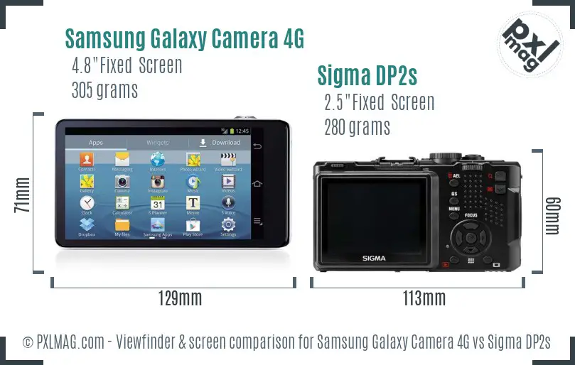Samsung Galaxy Camera 4G vs Sigma DP2s Screen and Viewfinder comparison