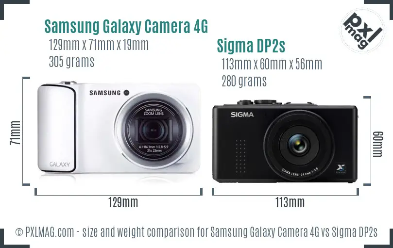 Samsung Galaxy Camera 4G vs Sigma DP2s size comparison
