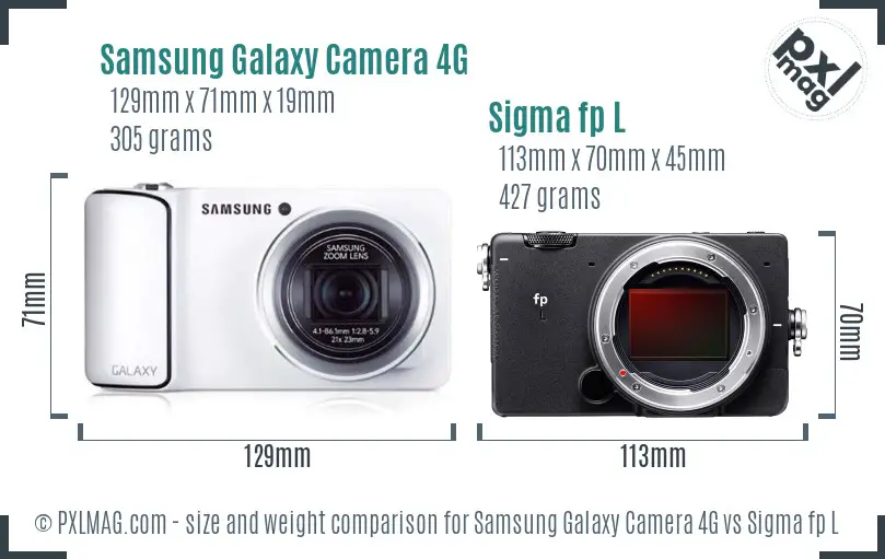Samsung Galaxy Camera 4G vs Sigma fp L size comparison