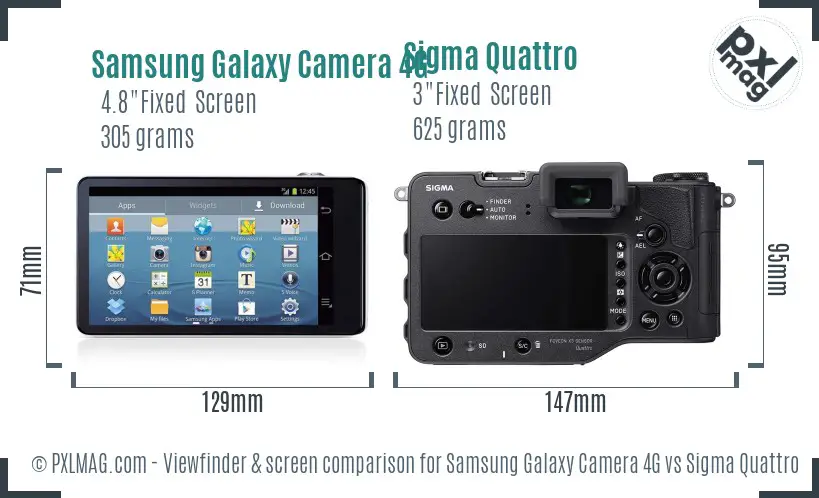 Samsung Galaxy Camera 4G vs Sigma Quattro Screen and Viewfinder comparison