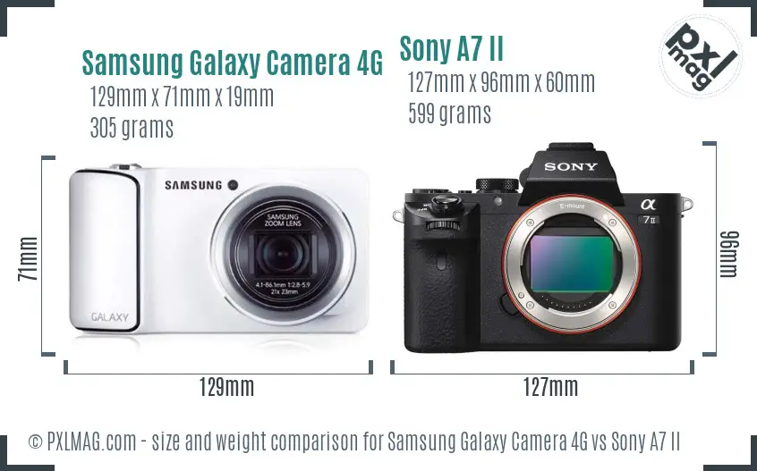 Samsung Galaxy Camera 4G vs Sony A7 II size comparison