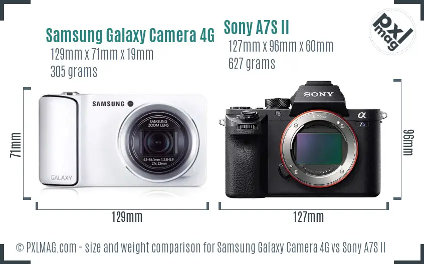 Samsung Galaxy Camera 4G vs Sony A7S II size comparison