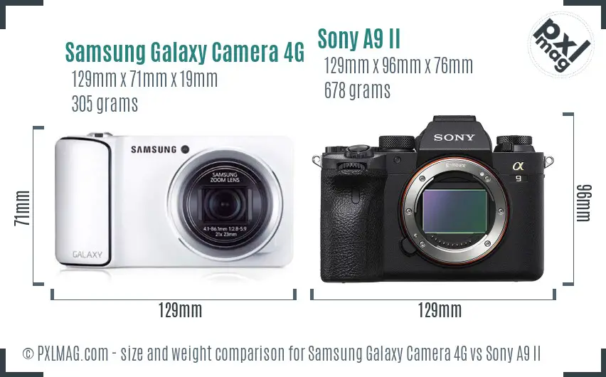 Samsung Galaxy Camera 4G vs Sony A9 II size comparison