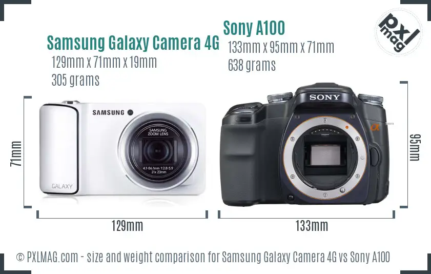 Samsung Galaxy Camera 4G vs Sony A100 size comparison