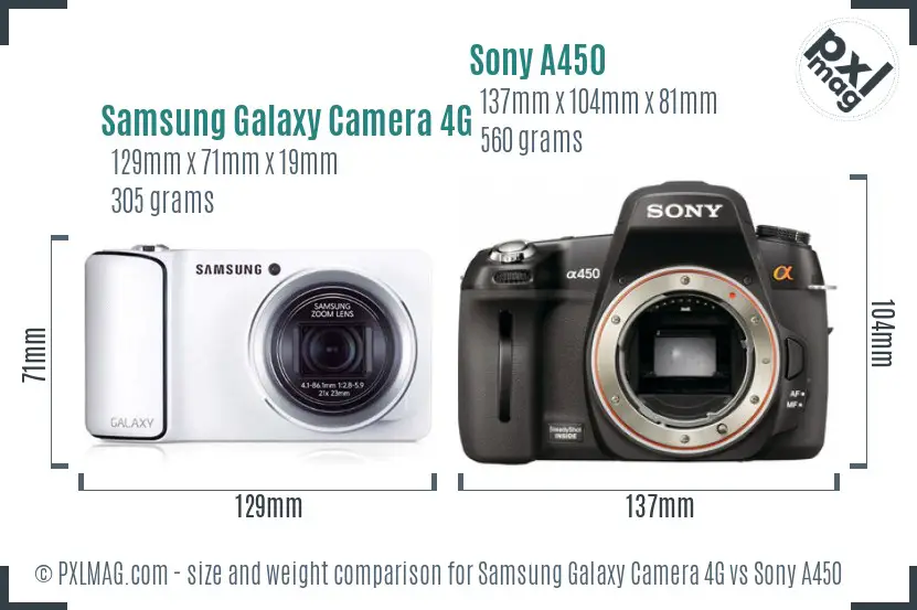 Samsung Galaxy Camera 4G vs Sony A450 size comparison