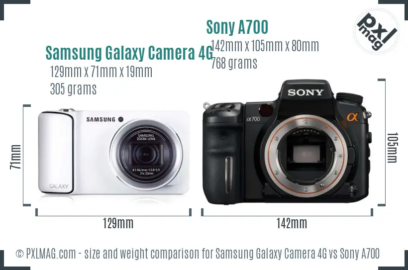 Samsung Galaxy Camera 4G vs Sony A700 size comparison