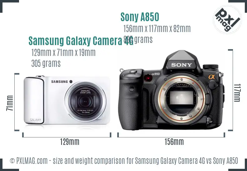 Samsung Galaxy Camera 4G vs Sony A850 size comparison