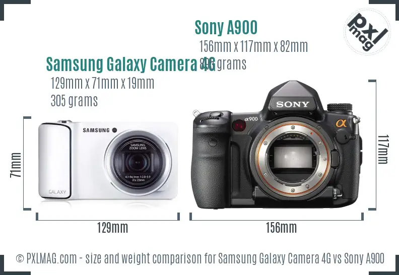 Samsung Galaxy Camera 4G vs Sony A900 size comparison