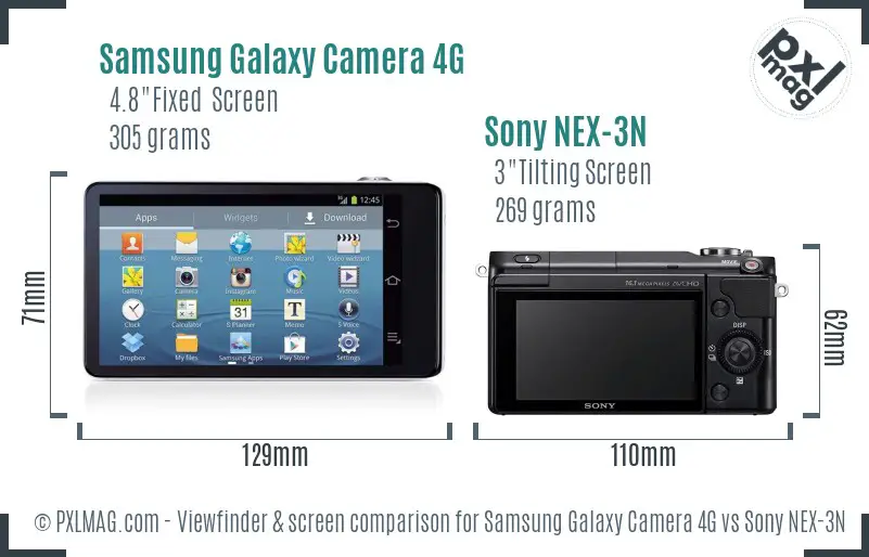 Samsung Galaxy Camera 4G vs Sony NEX-3N Screen and Viewfinder comparison