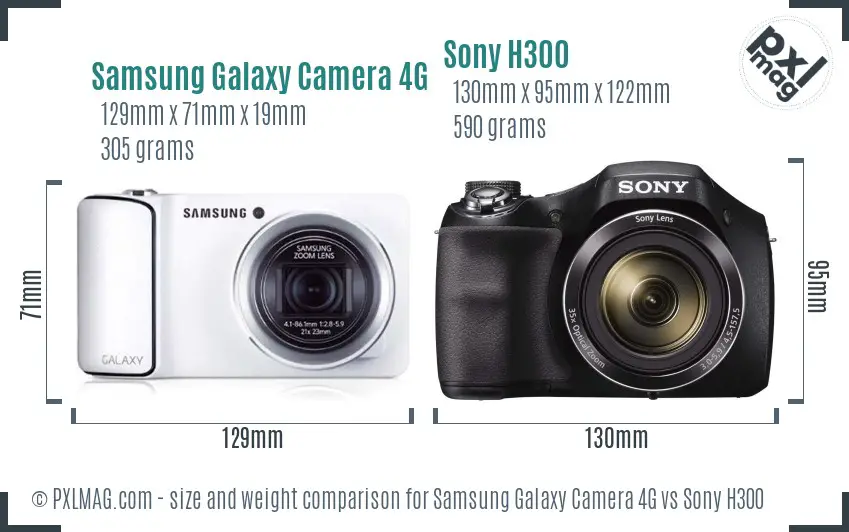 Samsung Galaxy Camera 4G vs Sony H300 size comparison