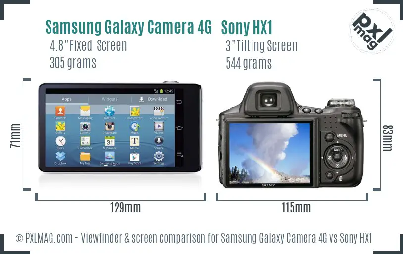 Samsung Galaxy Camera 4G vs Sony HX1 Screen and Viewfinder comparison