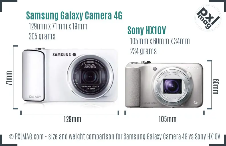 Samsung Galaxy Camera 4G vs Sony HX10V size comparison