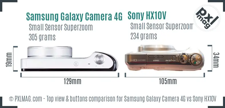 Samsung Galaxy Camera 4G vs Sony HX10V top view buttons comparison