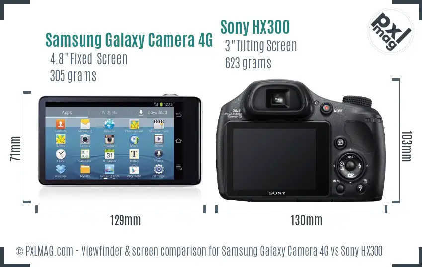 Samsung Galaxy Camera 4G vs Sony HX300 Screen and Viewfinder comparison