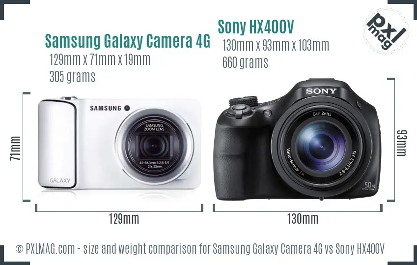 Samsung Galaxy Camera 4G vs Sony HX400V size comparison