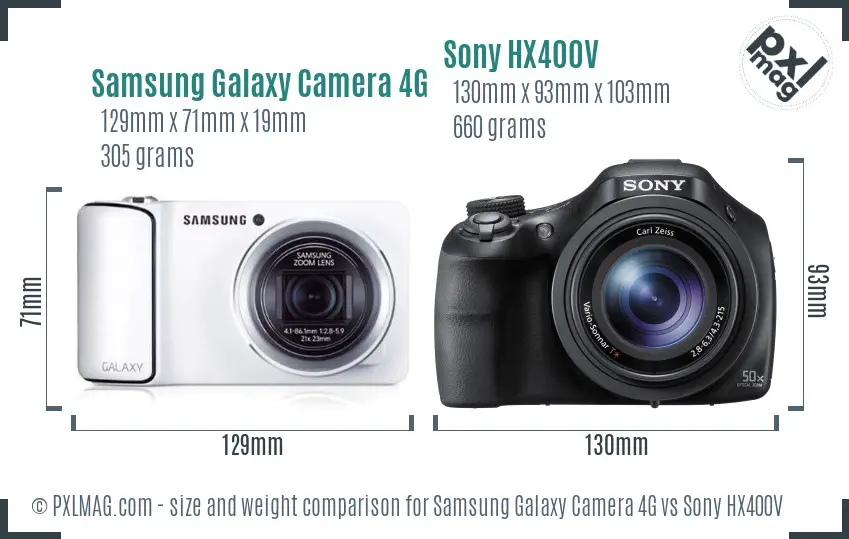 Samsung Galaxy Camera 4G vs Sony HX400V size comparison Samsung Galaxy Camera 4G vs Sony HX400V size comparison